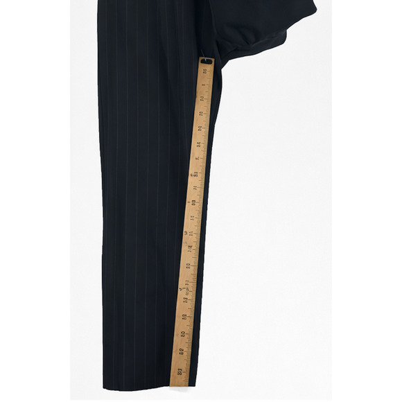 Nili Lotan 4 Drop Crotch $495 Paris Pants Pinstripe Virgin Wool Crop Black NWT! - Picture 7 of 7